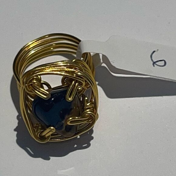🔥 NATURAL ONYX  WIREWRAPPED GENUINE GEMSTONE CHUNKY RING 🔥 - Picture 2 of 7